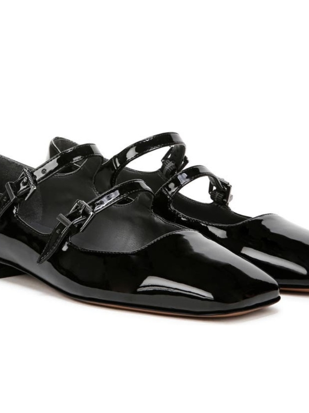 Franco Sarto Black Patent Double-Strap Mary Jane Flats